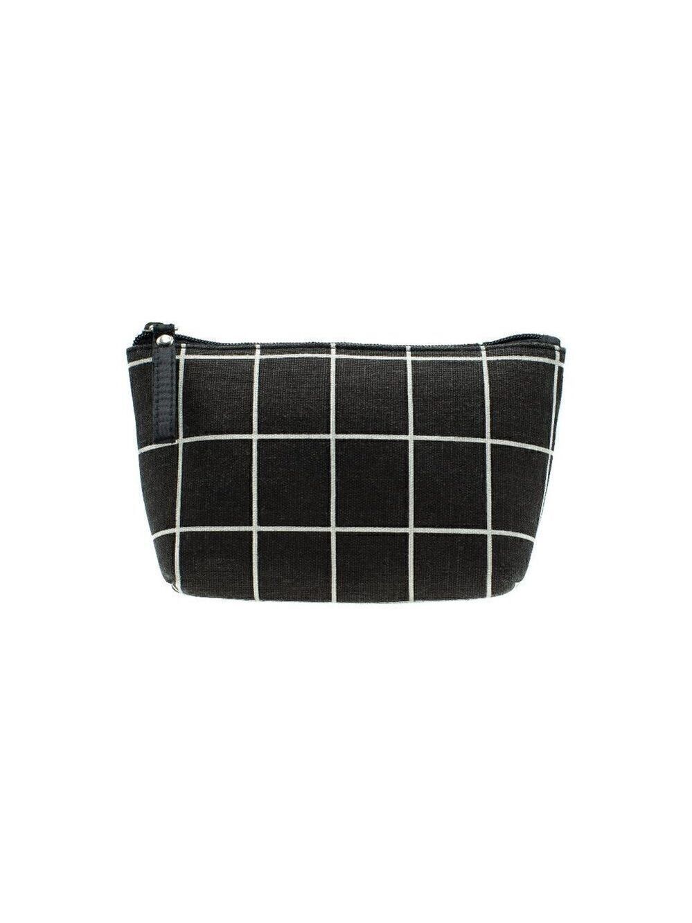 Black and White Cosmetic Bag with Matte Makeup brushes